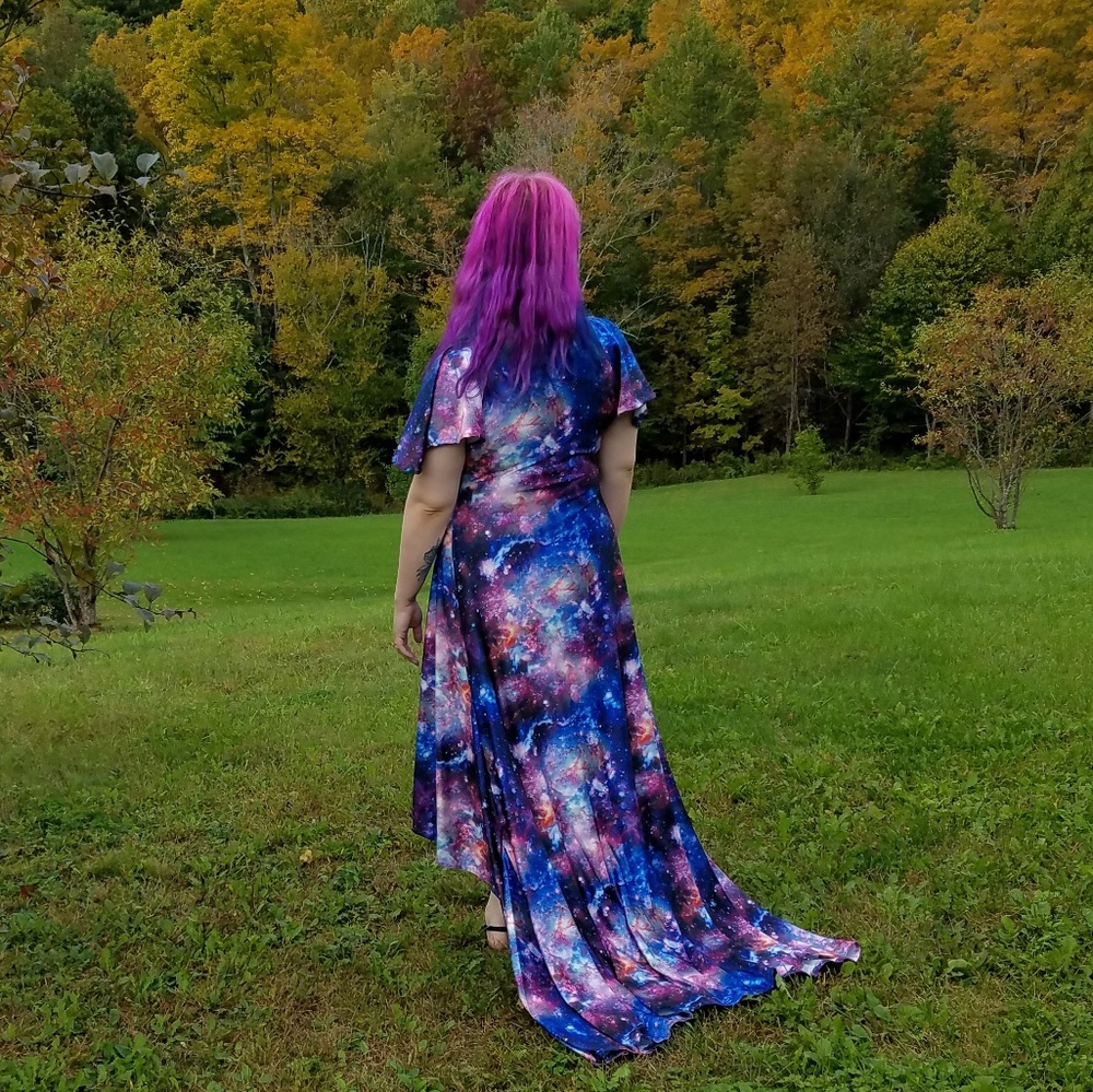 Galaxy Nebula Rainbow High Low Maxi Dress - Picture 4 of 7